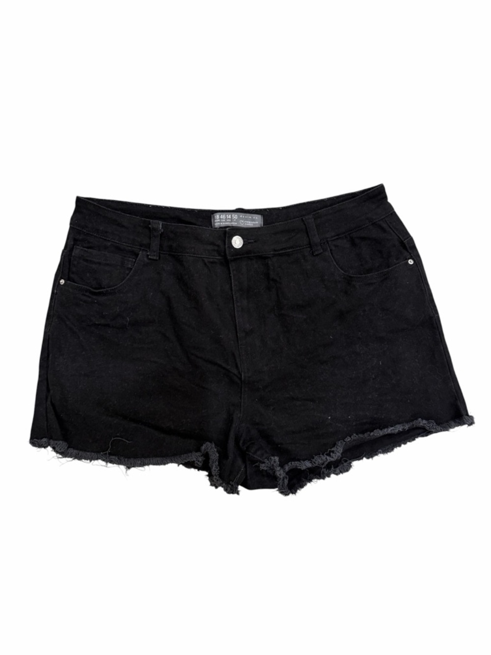 Primark Black Frayed Hem Women's Denim Shorts Size 14